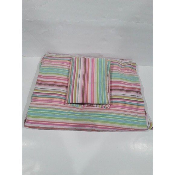 Vintage Laura Ashley Sheets Flat, Fitted Sheet and 2 Pillowcases,  Striped. Twin - Picture 1 of 3